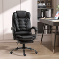 Homcom High Back Ergonomic Executive Office Chair, Pu Leather Computer Chair With Retractable Footrest, Lumbar Support, Padded Headrest And Armrest, Black Black Pu