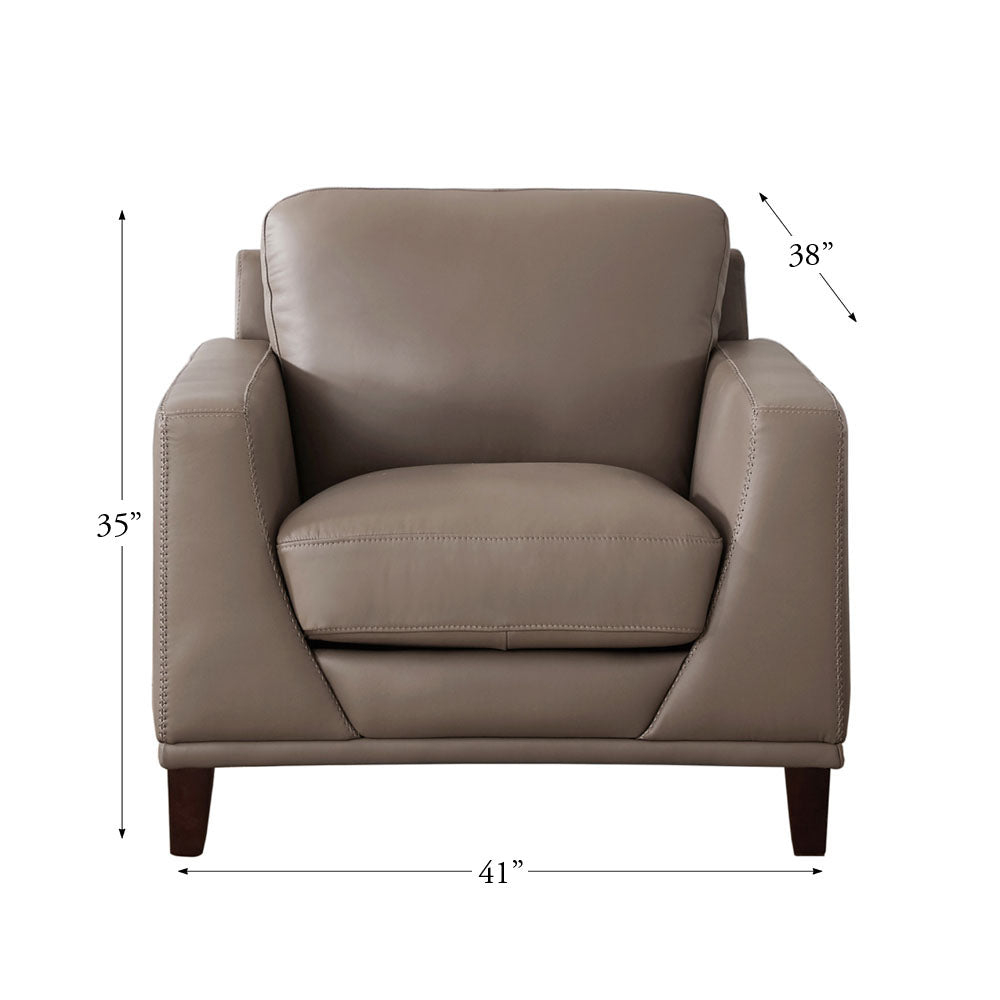 Soma Leather Chair Taupe Primary Living Space Mid Century Modern Eucalyptus Down Filling Genuine Leather