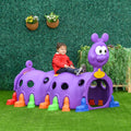 Qaba Caterpillar Climbing Tunnel For Kids Climb N Crawl Toy Indoor & Outdoor Toddler Play Structure For 3 6 Years Old, Purple Purple Plastic