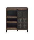 Rustic Oak And Black Wine Cabinet With Door Brown Black Wood Glass