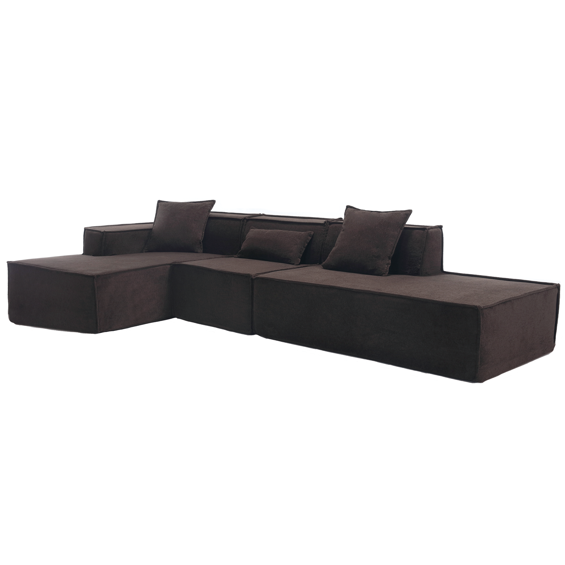 Modular Combination Living Room Sofa Set, Modern Minimalist Sofa, Free Installation Sofa, L Shaped, Italian Minimalist Tofu Block Sofa, Left Hand Facing,Terrycloth Fabric,Dark Brown Dark Brown Polyester Primary Living Space Soft Modern Polyester 3 Seat