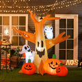 Homcom 7.5' Tall Lighted Halloween Inflatables Outdoor Decorations Haunted Tree With Owl, Ghost, Pumpkins, Blow Up Led Yard Decor For Garden, Lawn, Party, Holiday, Waterproof Multicolor Polyester