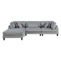 Living Room Furniture 4 Piece Modular Sectional Sofa Set Gray Corduroy Soft Cushion Pillows Solid Wood Legs Gray Corduroy Wood Primary Living Space Contemporary,Modern Modular Plywood,Solid Wood 4