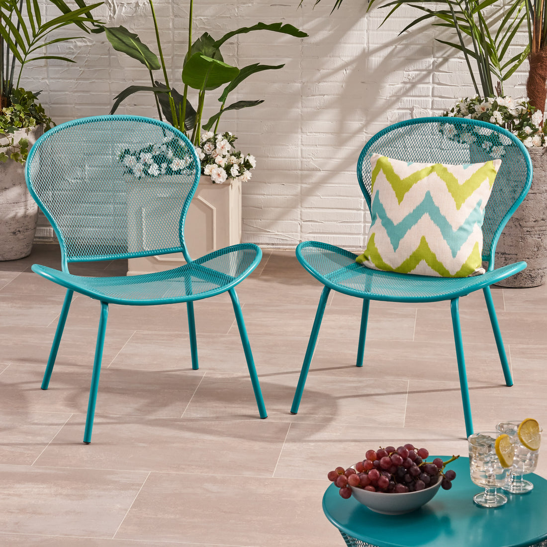 Nevada Chair Mp2 Set Of 2 Teal Iron