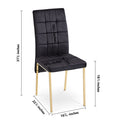 5 Pieces Dining Set Including Black Velvet High Back Golden Color Legs Nordic Dining Chair & Creative Design Mdf Dining Table Walnut Solid Back Seats 4 Brown Metal Dining Room Modern Foam Dining Table With Chair Mdf