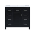 36 Inch Modern Bathroom Vanity Cabinet With Multifunctional Storage Space 5 Drawers And 1 Door Black Bathroom Solid Wood Mdf Resin