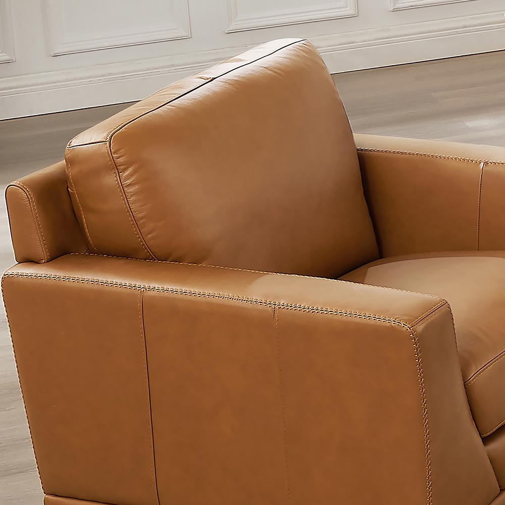 Soma Leather Chair Cognac Primary Living Space Mid Century Modern Eucalyptus Down Filling Genuine Leather