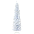 Homcom 7' Snow Flocked Artificial Pencil Christmas Tree, Slim Xmas Tree With Realistic Branches And Plastic Base Stand For Indoor Decoration, White White Plastic