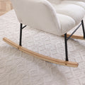 Rocking Chair Teddy Upholstered Glider Rocker Rocking Accent Chair Padded Seat With High Backrest Armchair Comfy Side Chair For Living Room Bedroom Offices Beige Beige Polyester