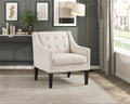 Contemporary Living Room Furniture 1Pc Accent Chair Beige Button Tufted Fabric Upholstery Beige Primary Living Space Plywood