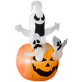 Homcom 6' Halloween Inflatables Outdoor Decorations Jack O Lantern Pumpkin And Ghostsblow Up Led Yard Decor For Garden, Lawn, Party, Holiday, Waterproof White Polyester