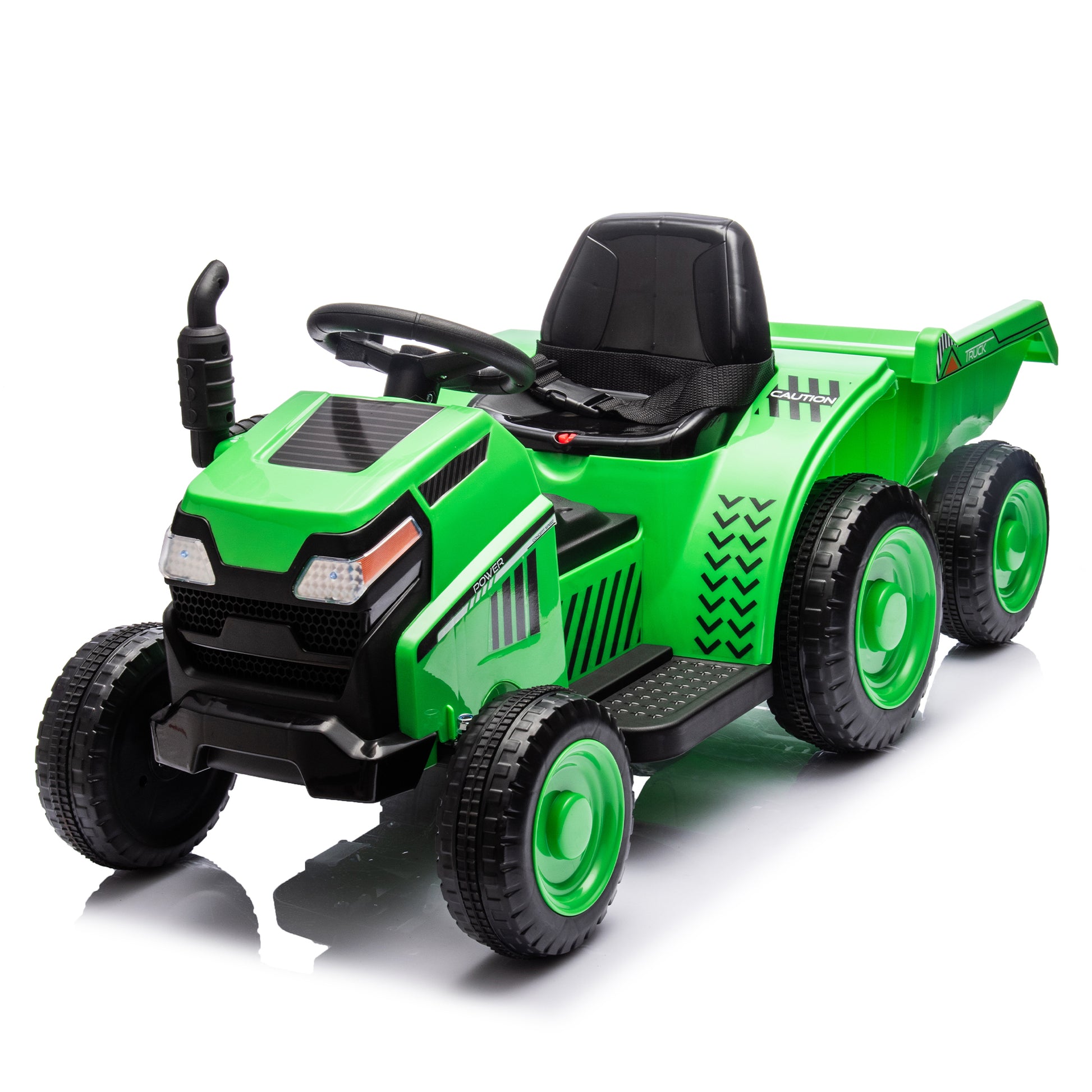 12V Kids Ride On Electric Tractor Black Knight,Kids Ride On Toy.2Wd,Non Skid Tires, Steering Wheel, Foot Pedal,With Removable Storage Tug,Light,Bluetooth,Music,Mp3,Usb,Power Display For Kids Aged 2 3. Green 50 99 Lbs Polypropylene