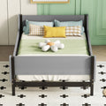 Twin Bed With Headboard, Footboard, Safeguards, Built In Bed End Book Storage Rack ,Grey Twin Grey American Design Pine