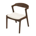 Dakota Solid Wood Cream Velvet Dining Chair Set Of 2 Cream White,Dark Brown Brown Solid Wood,Velvet