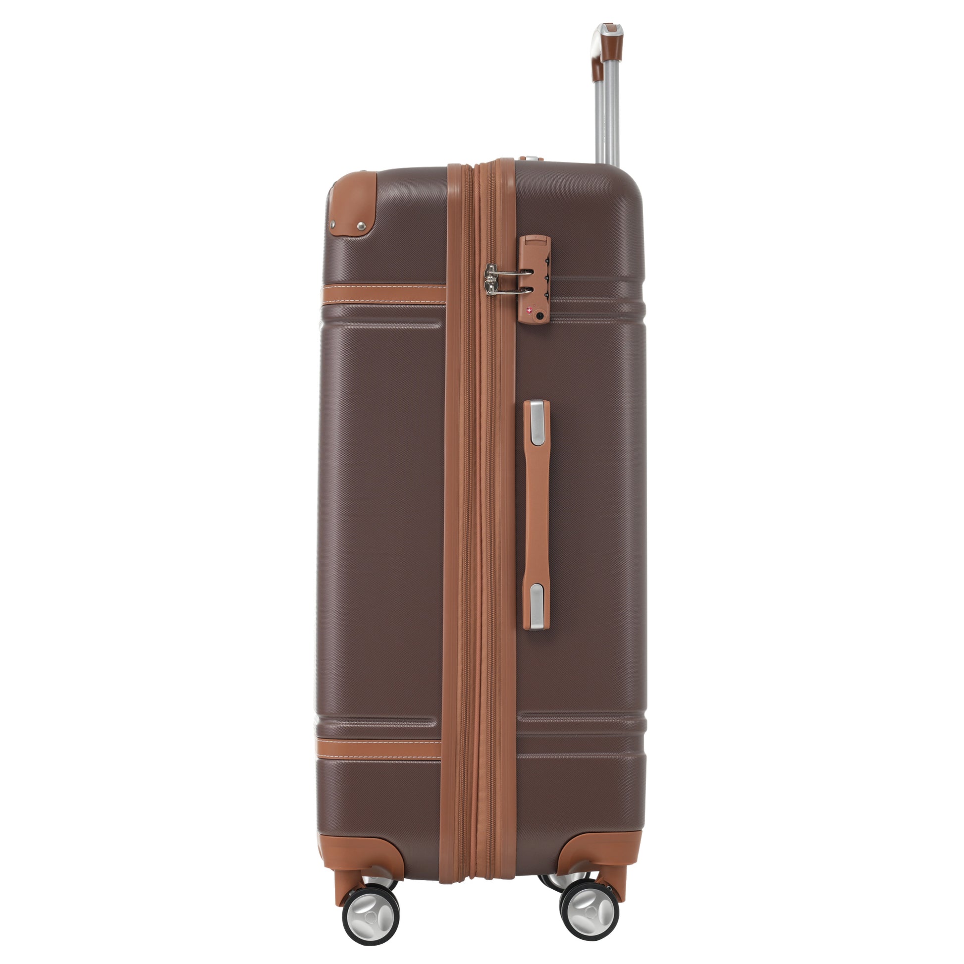 Hardshell Luggage Sets 4 Pieces 20" 24" 28" Luggages And Cosmetic Case Spinner Suitcase With Tsa Lock Lightweight Brown Abs