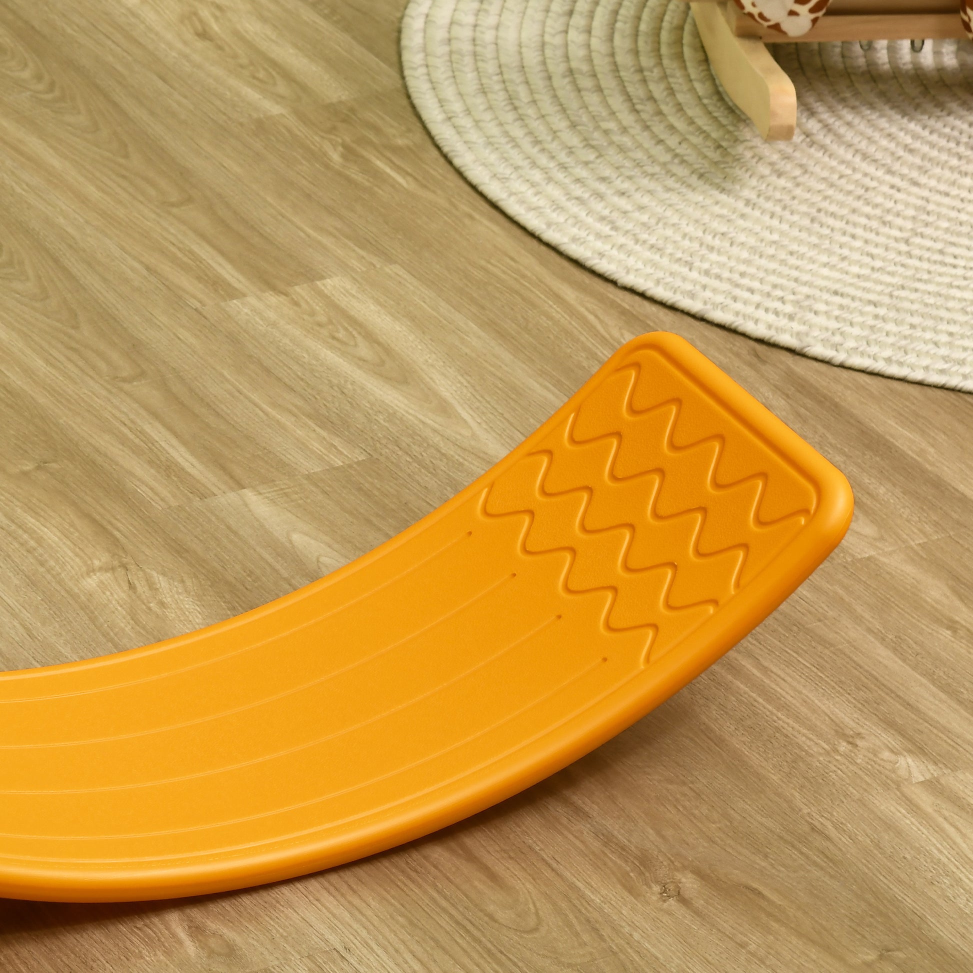 Qaba Kids 32" Balance Board, Wobble Board For Kids Toddlers, Curvy Rocker Board, Preschool Learning Montessori Waldorf Toy For Ages 3 6 Years Old, Orange Orange Plastic