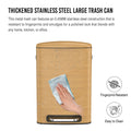 Curved Surface 13 Gallon 50L Kitchen Foot Pedal Operated Soft Close Trash Can Stainless Steel Rectangular Bustbin With 30 Garbage Bags Wood Texture Wood Steel