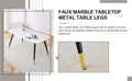 Table And Chair Set, White Imitation Marble Texture Rock Board Table Top, Black Metal Table Legs, Stable And Beautiful. Modern Simple Dining Table, Comfortable Seating. White Gray Metal