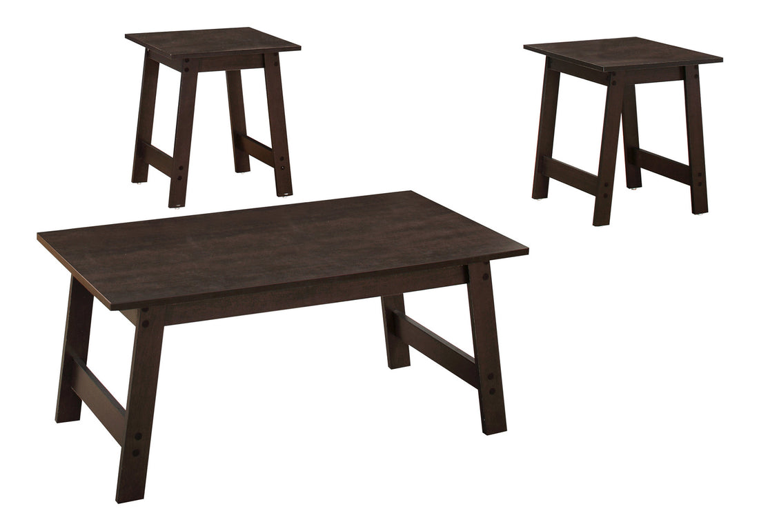 Table Set, 3Pcs Set, Coffee, End, Side, Accent, Living Room, Brown Laminate, Transitional Espresso Particle Board