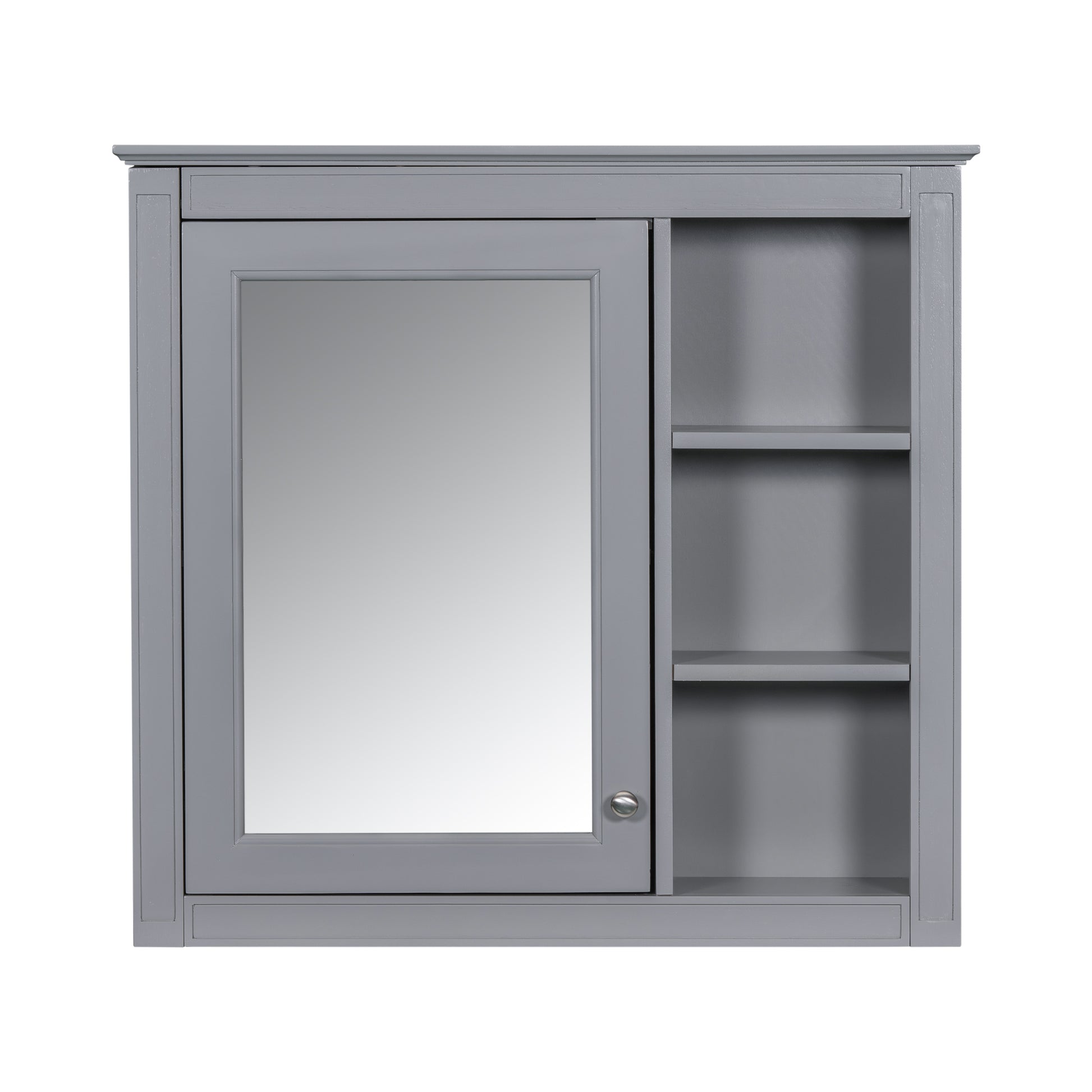 30'' Bathroom Vanity With Top Sink, Modern Bathroom Storage Cabinet With 2 Drawers And A Tip Out Drawer, Freestanding Vanity Set With Mirror Cabinet, Single Sink Bathroom Vanity Grey Bathroom Solid