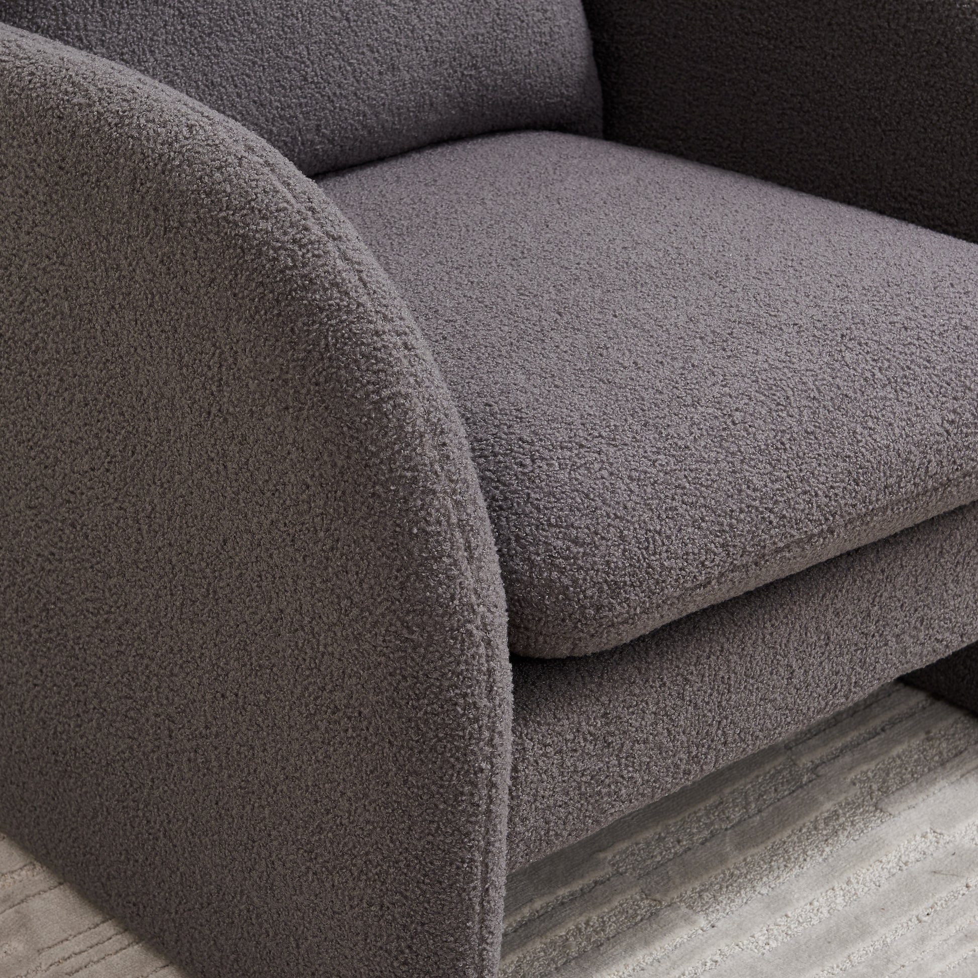 Modern Sherpa Upholstered Accent Chair, Comfortable Living Room Armchair, Lounge Chair For Bedroom, And Office Stylish And Ergonomic Design Gray Foam Sherpa