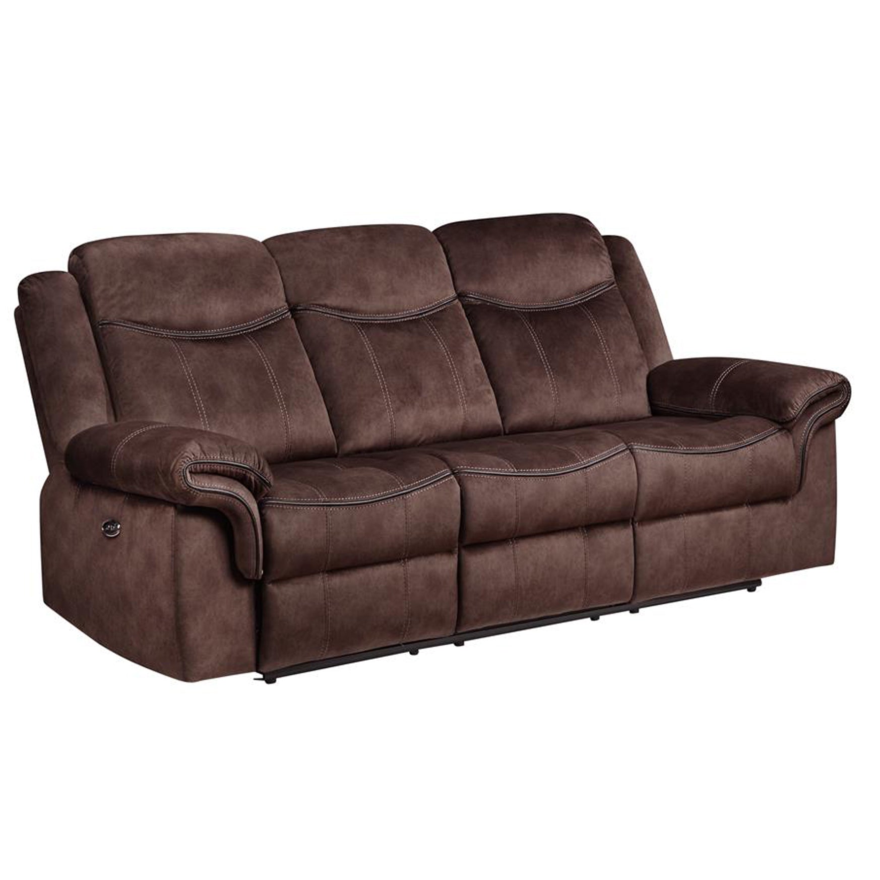 Jimny Domino Coffee Power Reclining Sofa Coffee Fabric 3 Seat