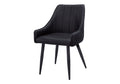 Dining Chair, Set Of 2, Side, Upholstered, Kitchen, Dining Room, Black Leather Look, Black Metal, Contemporary, Modern Black Foam Faux Leather