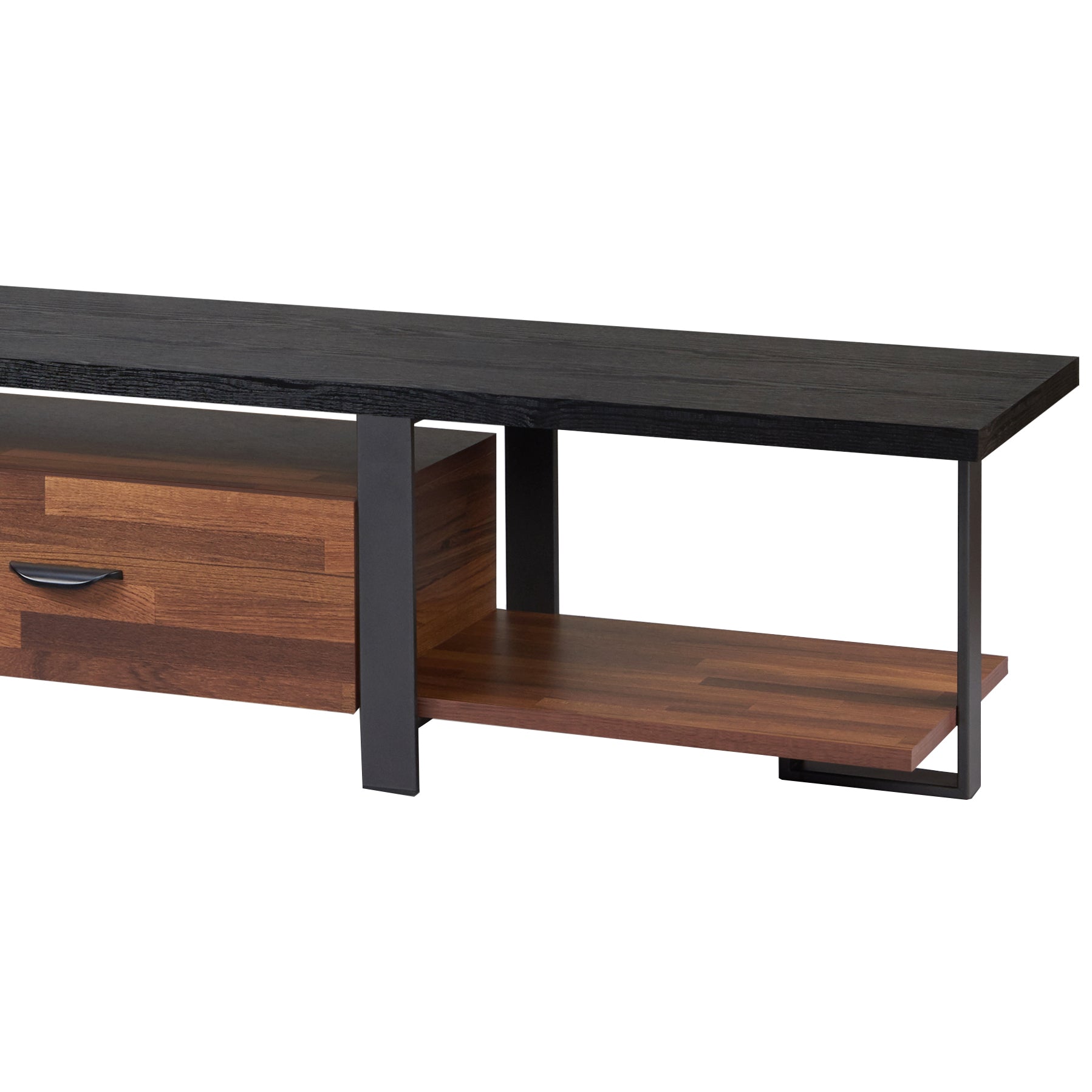 Elling Walnut & Black Finish Tv Stand Walnut Black 50 59 Inches Synthetic Wood