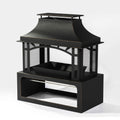 Steel Wood Outdoor Fireplace Garden Wood Burning Chimney Matt Black Steel