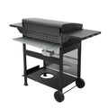 4 Burner Propane Gas Bbq Grill, Ss Plancha, 49200Btu Output With Wire Enamel Cooking Grids For Outdoor Barbecue, Foldable Side Table, Hanging Basket, Stainless Steel Black Silver Garden & Outdoor
