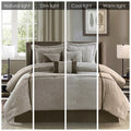 7 Piece Micro Corduroy Comforter Set Taupe Cal King California King Taupe Polyester