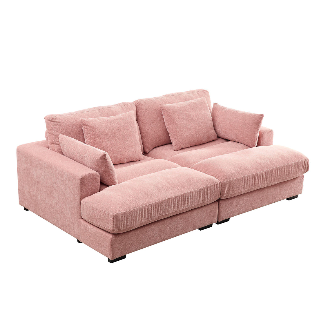 Comfor Daybed With Over Wide Sofa Bed,Modern Design Fabric Beanbag With Arms,Pink Pink Fabric 2 Seat