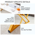 A Modern Minimalist Style Marble Patterned Coffee Table With Golden Metal Legs. Computer Desk. Game Table. Tea Table. Ct Xx Gold Sintered Stone