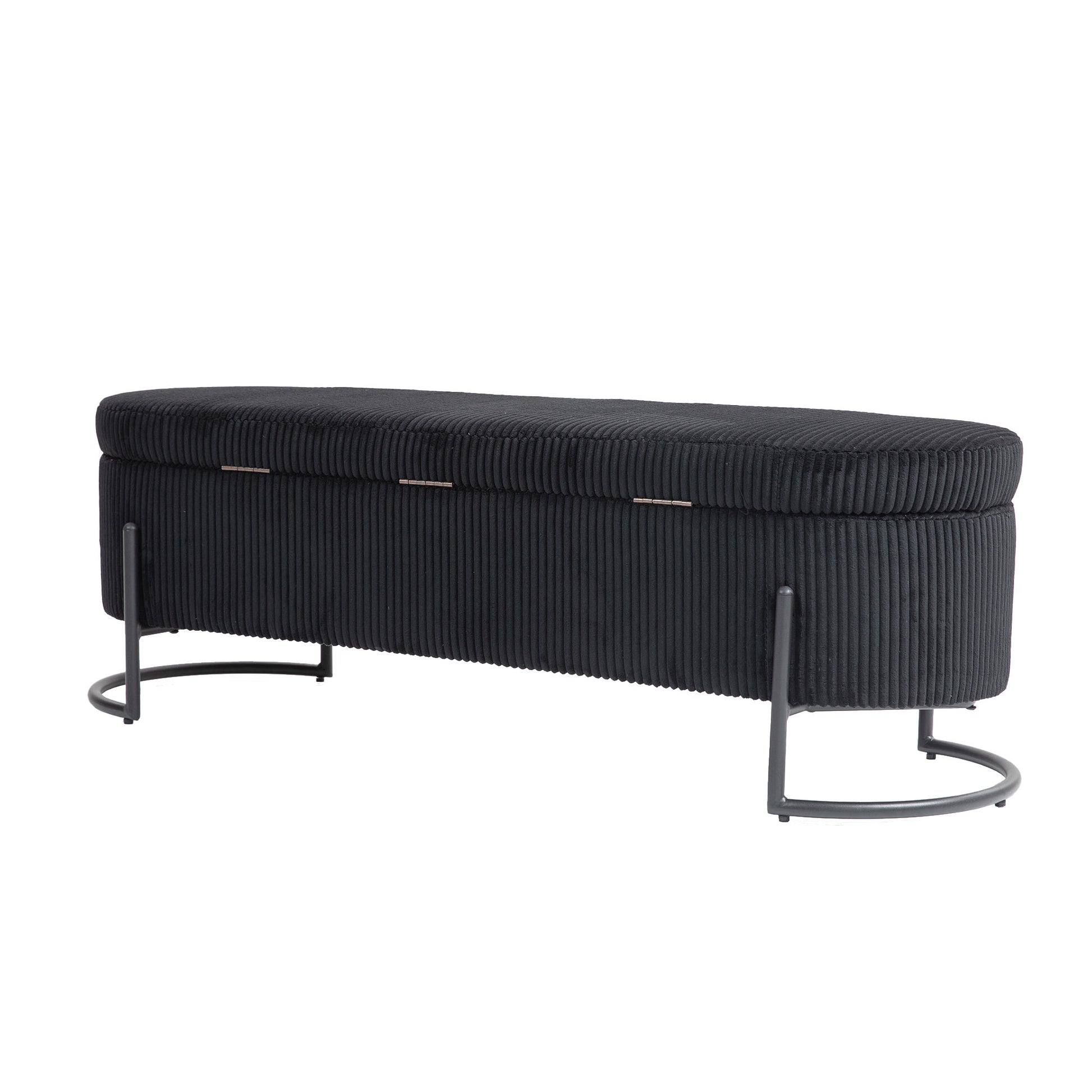 Coolmore Storage Ottoman,Bedroom End Bench,Upholstered Fabric Storage Ottoman With Safety Hinge, Entryway Padded Footstool, Ottoman Bench For Living Room & Bedroom Black Foam Velvet