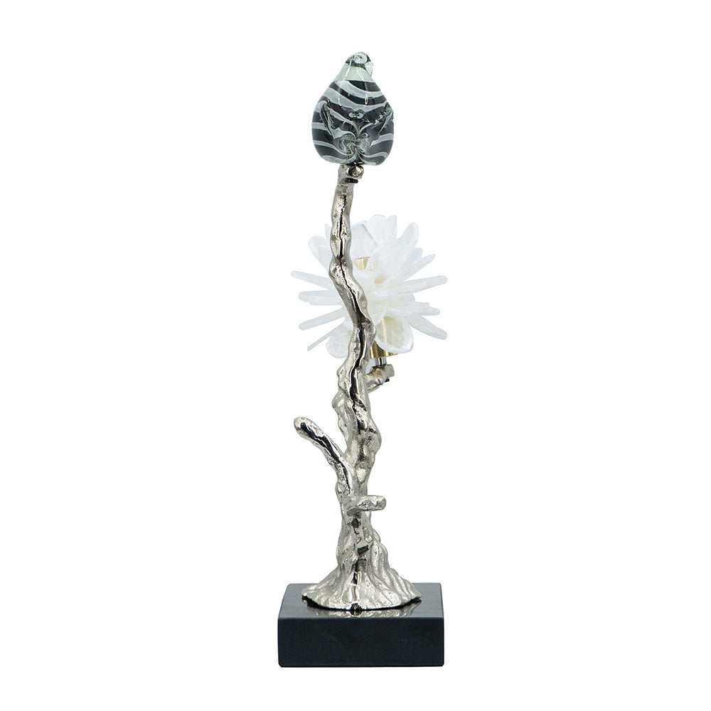 Aluminum Candle Holder With Marble Stand, 8X5X15" Multicolor Aluminium