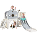 7 In 1 Toddler Slide Set, Freestanding Space Set With Slide, Kids Slide Playset Structure, Arch Tunnel And Basketball Hoop, Toy Storage Organizer For Toddlers, Kids Climbers Playground Grey White 50 99 Lbs Cute 1 To 2 Years Hdpe Indoor & Outdoor Use