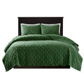 3 Piece Velvet Quilt Set Green Full Queen Full Green Cotton