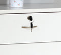 Five Drawer Chest Metal Handles Locking Top Drawer Metal Glide Rails White Melamine Laminate White Particle Board Mdf