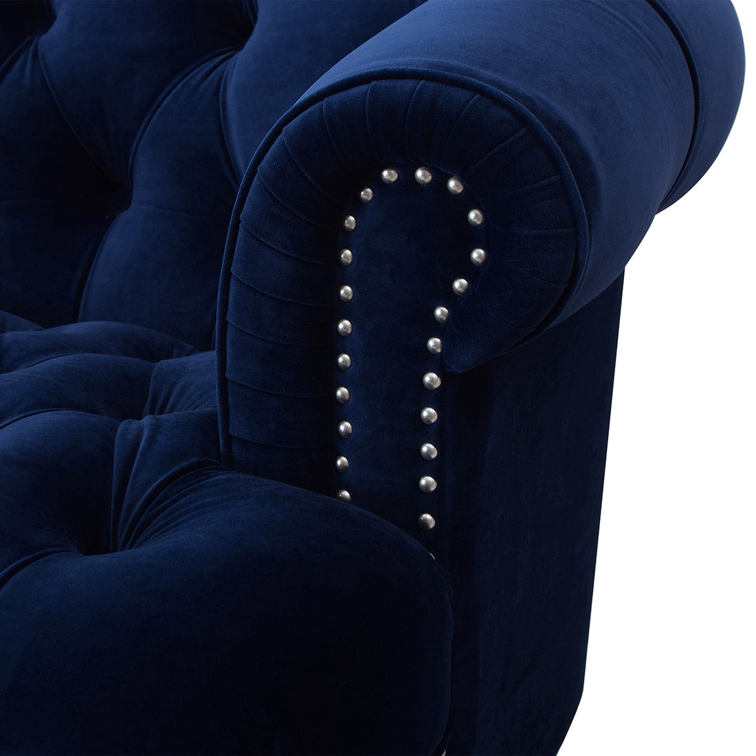 La Rosa Victorian Tufted Upholstered Accent Chair, Navy Blue Velvet Navy Blue Foam Velvet