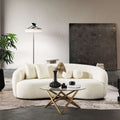 Drake Japandi Style Curvy Boucle Sofa Ivory White,White Boucle 3 Seat