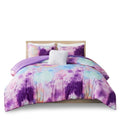 Watercolor Tie Dye Printed Comforter Set With Throw Pillow Queen Multicolor Polyester