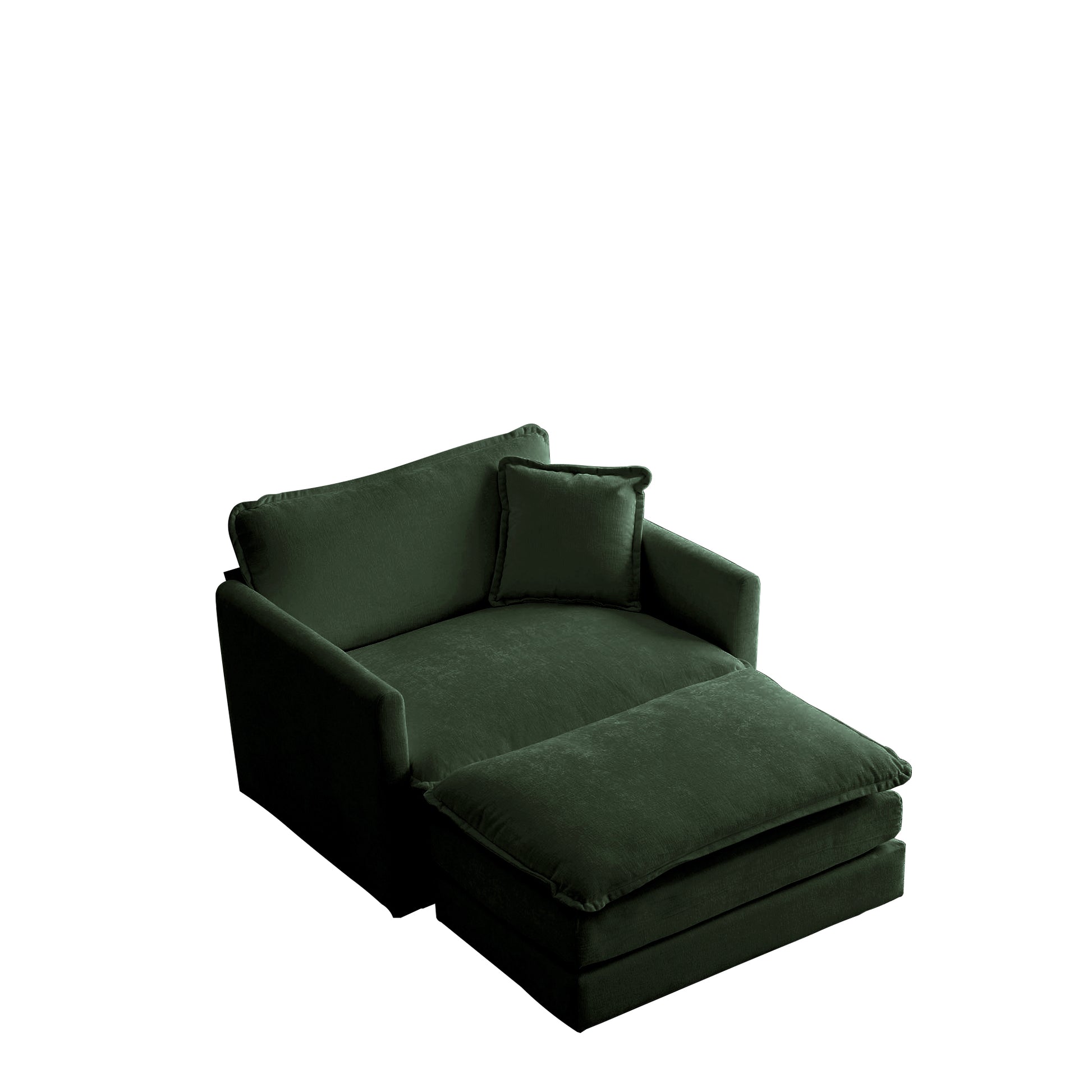 Modern Accent Chair With Ottoman, Living Room Club Chair Chenille Upholstered Armchairreading Chair For Bedroom, Green Chenille Green Chenille 1 Seat