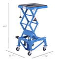 Durhand 300 Lbs Hydraulic Motorcycle Scissor Jack Lift Foot Step Wheels For Small Dirt Bikes Blue Steel
