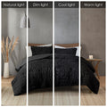 Ruched Fur Down Alternative Comforter Set Queen Black Polyester