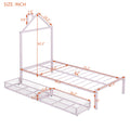 Twin Size Metal Platform Bed With Two Drawers,House Shaped Headboard Design, Pink Twin Pink Metal