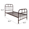 Sandy Grey Open Frame Twin Platform Bed Box Spring Not Required Twin Grey Metal Bedroom Industrial,Vintage Metal