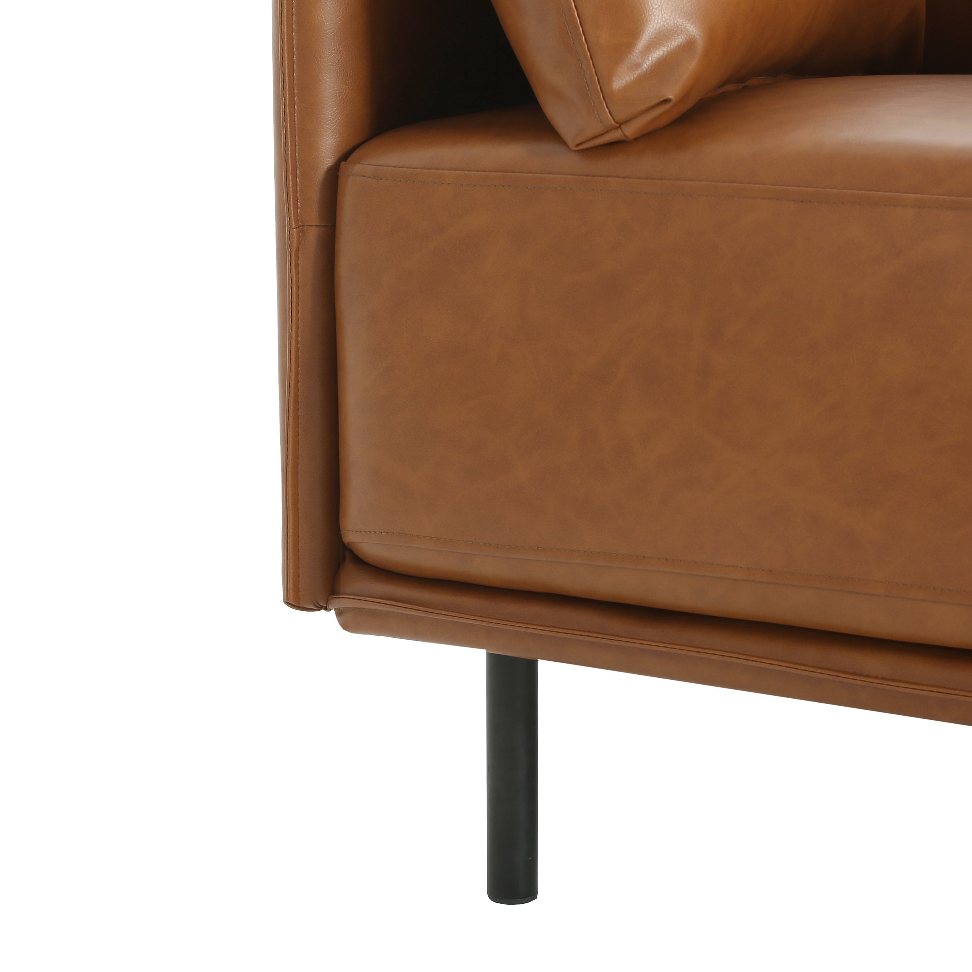 39" Vintage Brown Faux Leather Lounge Chair With Polyester And Pu Leather Upholstery, Solid Wood Frame And Steel Legs, Perfect For Living Room, Bedroom, Or Office Brown Polyester,Pu Leather,Solid