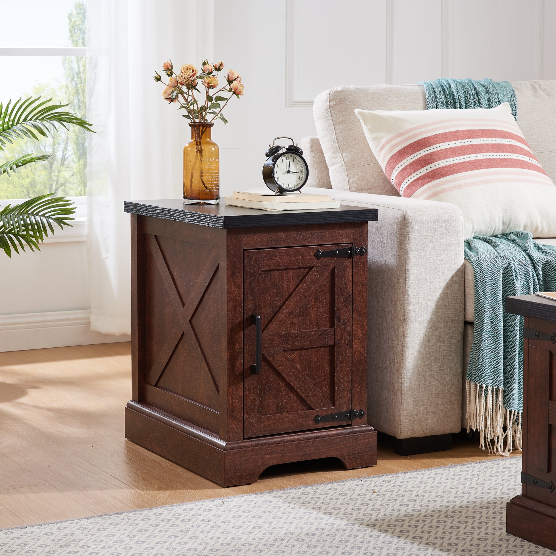 Farmhouse Coffee Table & End Table Barn Design Center Table Rustic Cocktail Table With Hinged Lift Top And End Table Oak Mdf