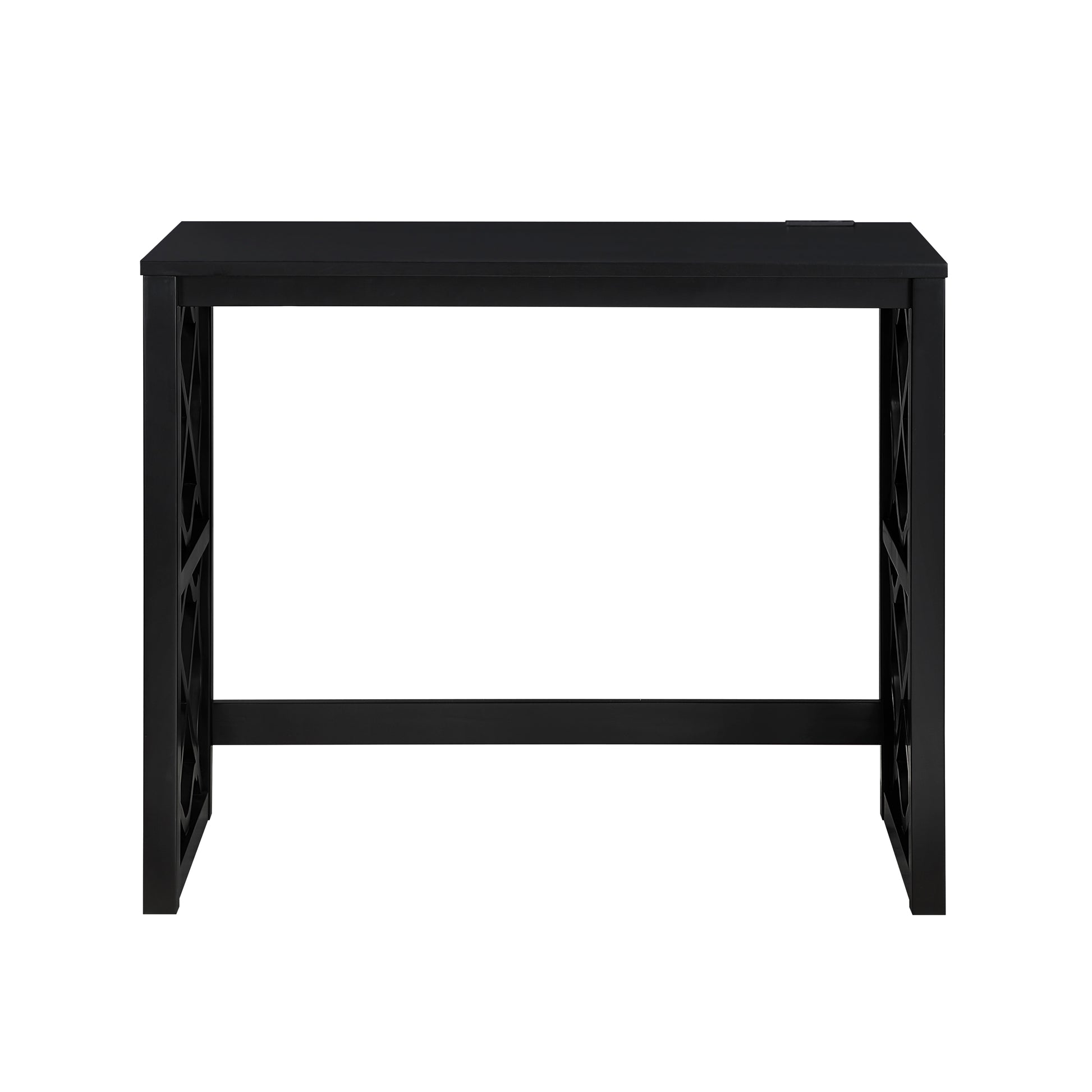 Desks And Stool Set 3Pc Black Finish Rolling Desk With Casters, 2 Charging Ports Home Office Furniture Black Primary Living Space Contemporary Desk Rectangular Wood