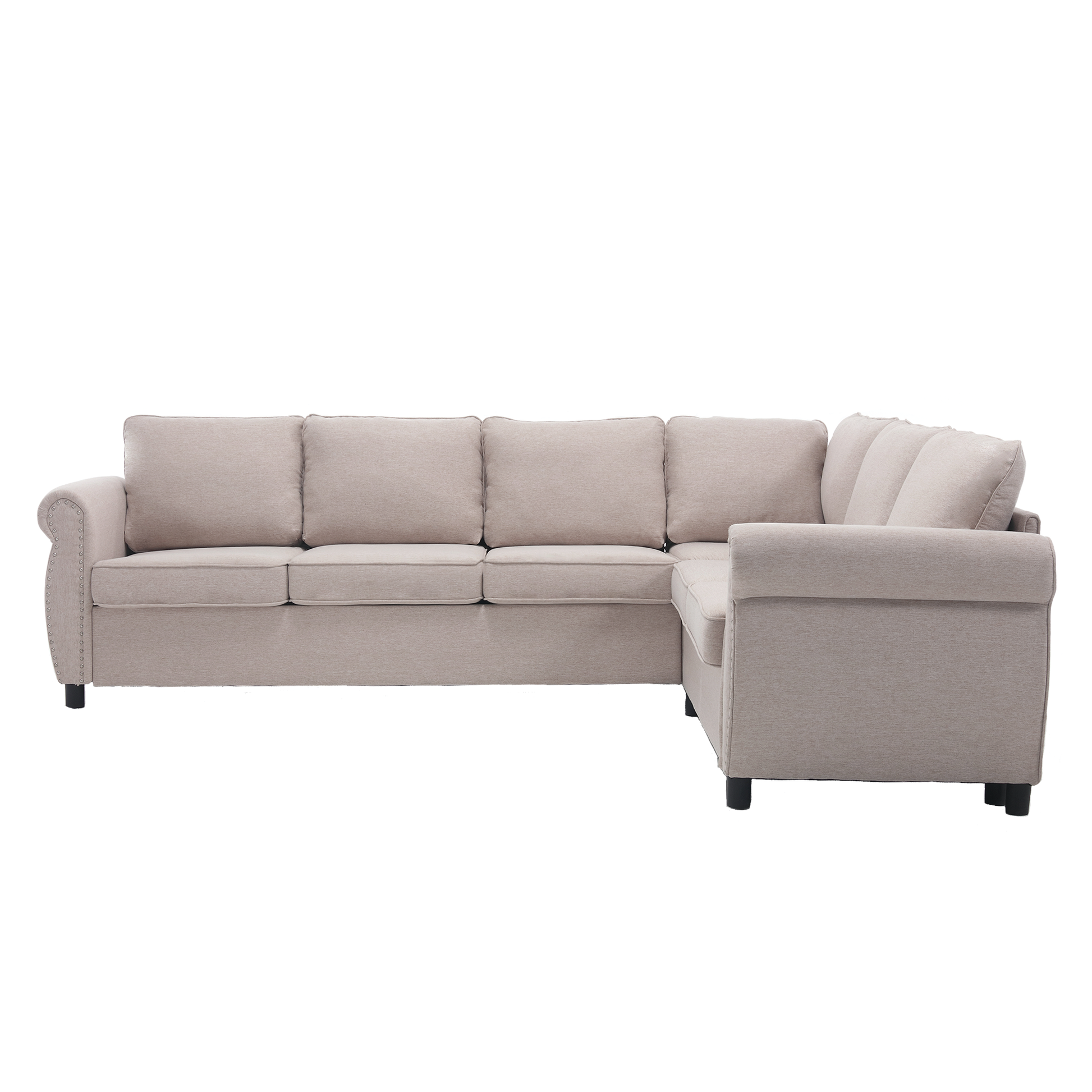Arrived Sleeper Sofa, 2 In 1 Pull Out Couch Bed,6 Seater Sofa Bed, L Shaped Sleeper Sectional Sofa Couch,Riveted Sofa,104'' Large Combined Sofa Bed In Living Room, Beige Beige Polyester Wood Primary Living Space Medium Soft Cushion Back Modern Polyester